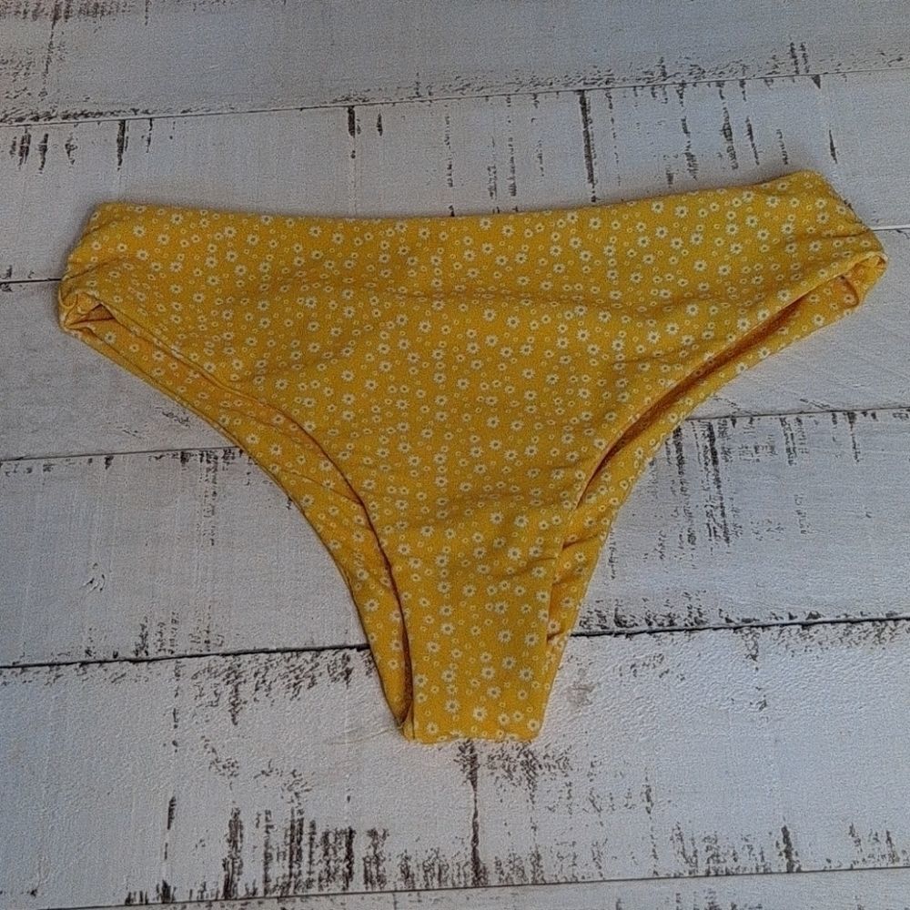 Unknown High Rise Bikini Bottom Yellow Medium